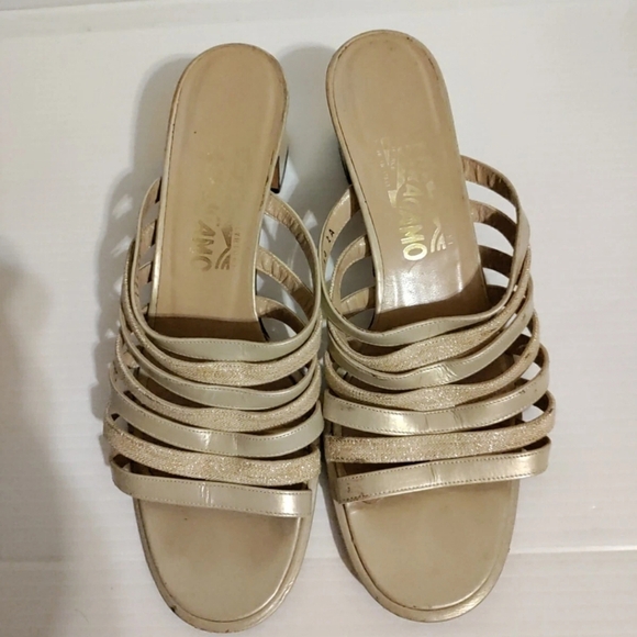 Salvatore Ferragamo Women's metallic Heeled Sandals - Picture 1 of 8